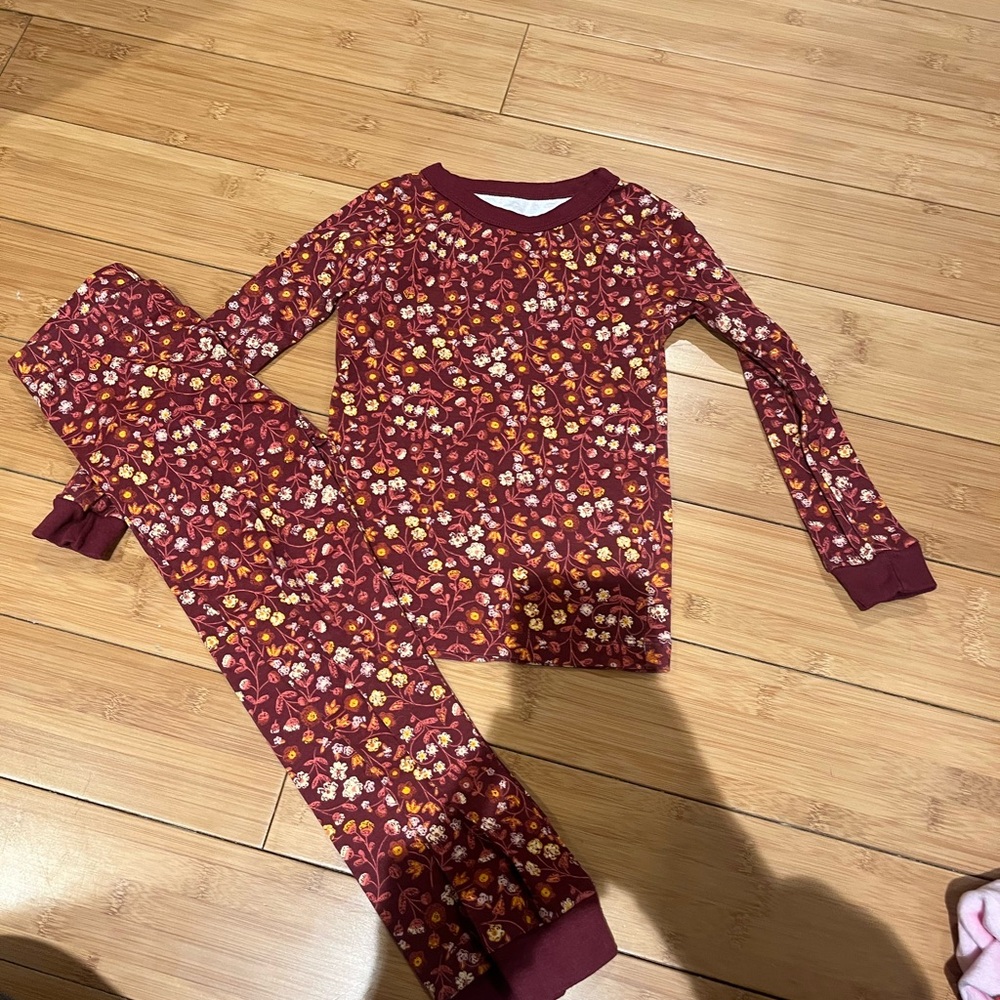 Floral Kids Pajamas - Red